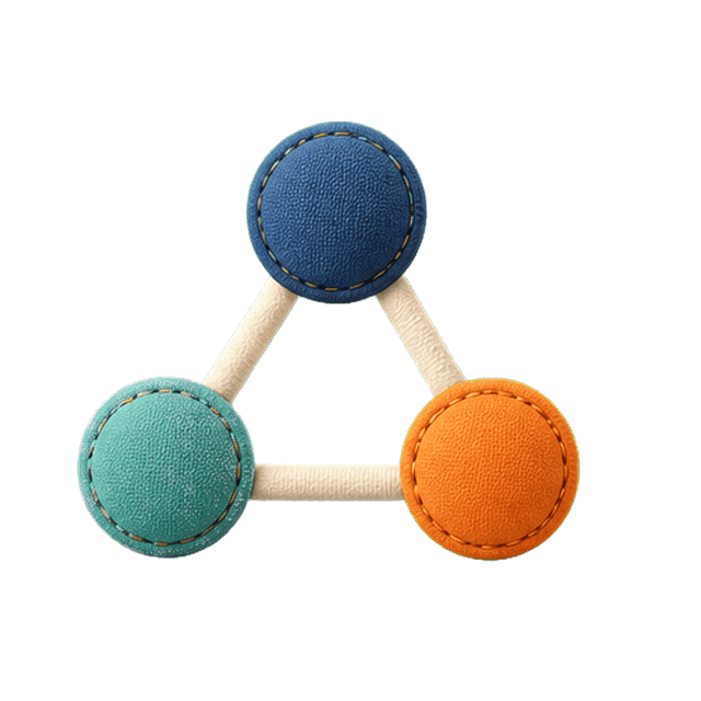 Three linked team dots