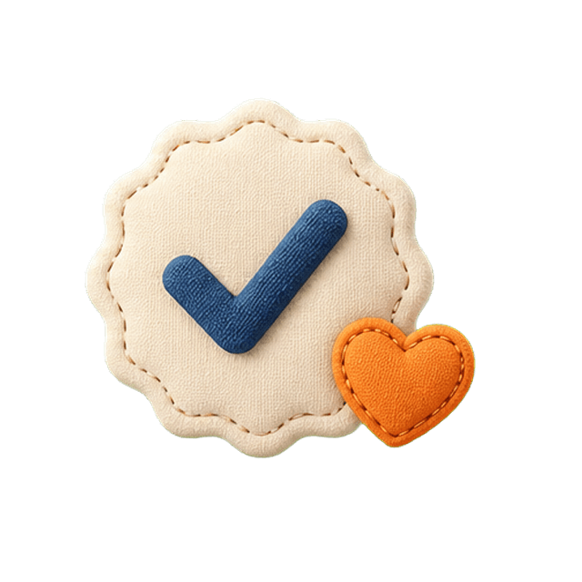 Check badge and heart